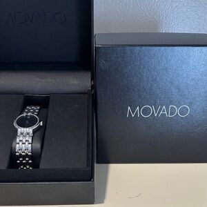 Movado Women's Black and Silver Bracelet Watch